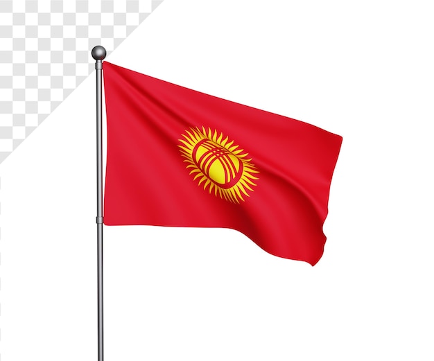 Illustrazione 3d della bandiera del kirghizistan
