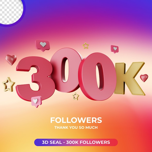 Instagramデザインの3dラベル300kフォロワー