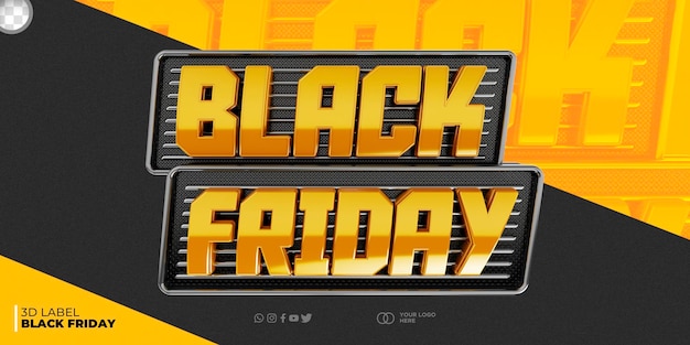 Etichetta 3d black friday per composizioni sui social media di campagne promozionali