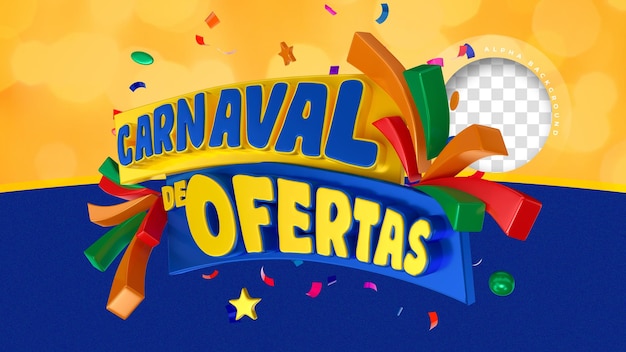 PSD 3d label carnaval aanbiedingen voor compositie in brazili