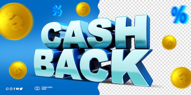 Cash back etichetta 3d per campagne pubblicitarie