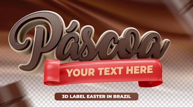 PSD 3d label easter in brazil for advertising campaigns and social networks feliz pascoa in brazil