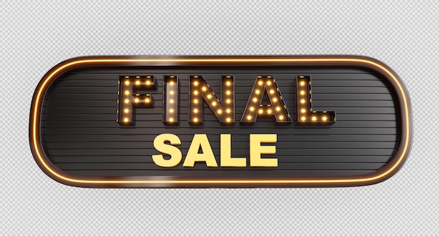 3d label final sale with lights bulb