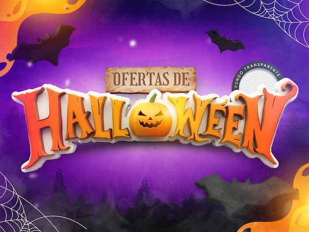 PSD 3d label halloween offers for composition