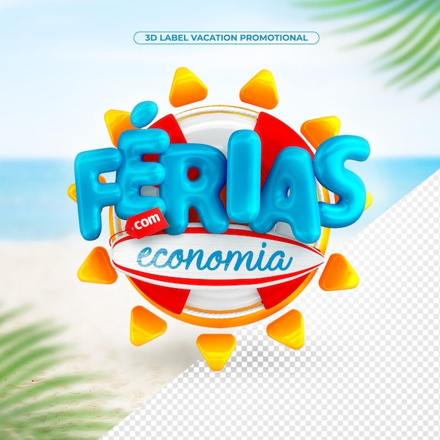 PSD 3d label vacation promotion for composition