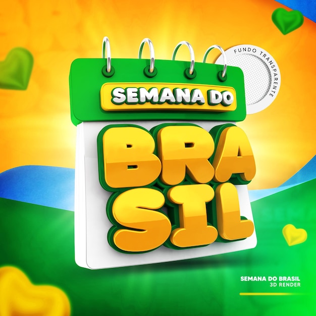 PSD 3d label week van brazilië voor compositie