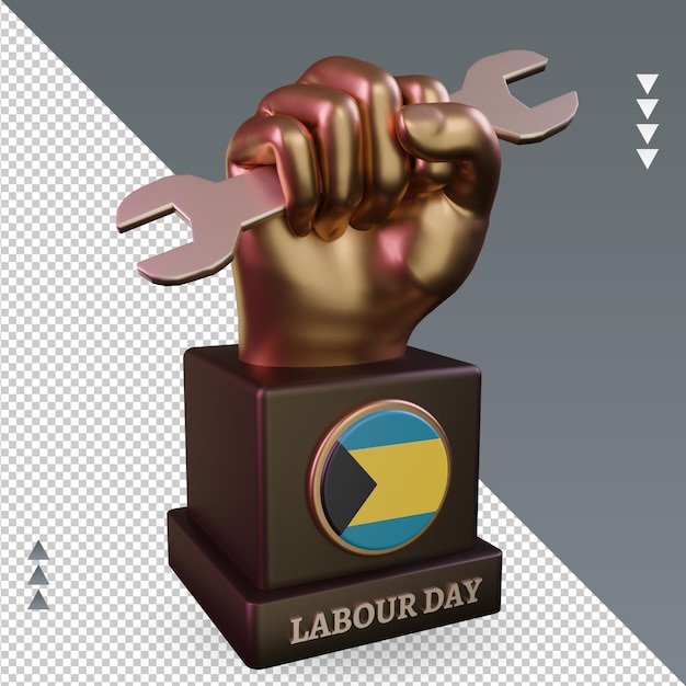 Premium PSD 3d labour day bahamas flag rendering left view