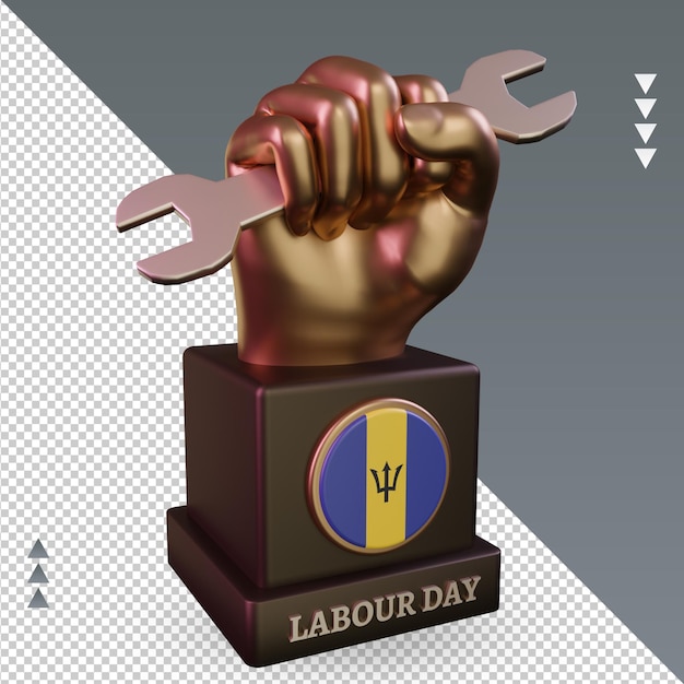 3d labour day barbados flag rendering left view