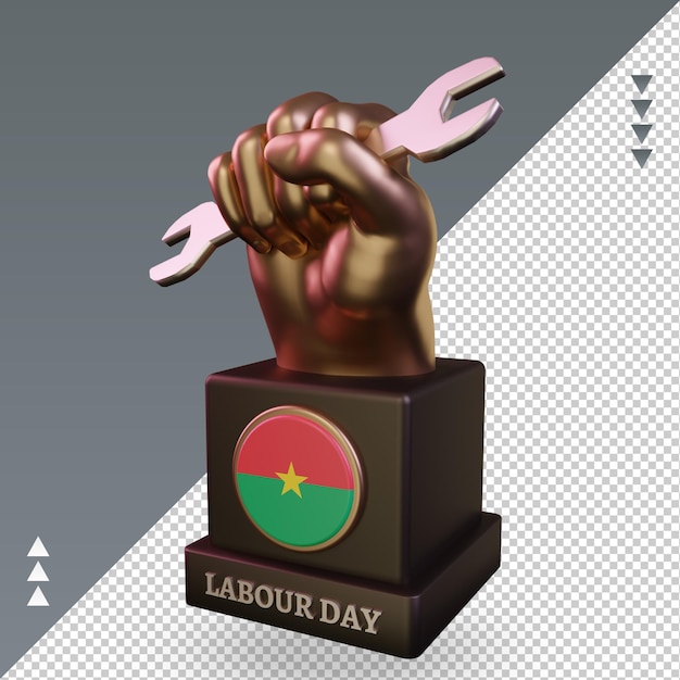 3d labour day burkina faso flag rendering right view