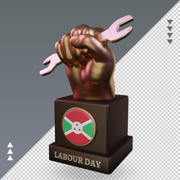 PSD 3d labour day burundi flag rendering right view