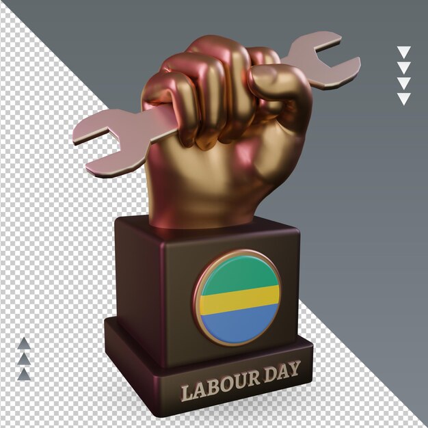 PSD 3d labour day gabon flag rendering left view