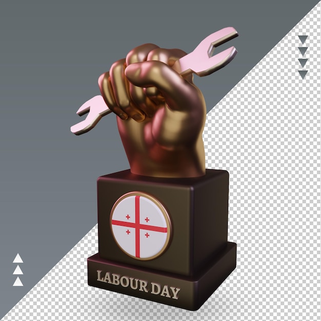 3d labour day georgia flag rendering right view