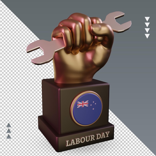 PSD 3d labour day new zealand flag rendering left view