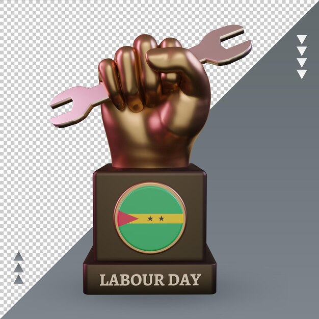 PSD 3d labour day sao tome and principe flag rendering front view