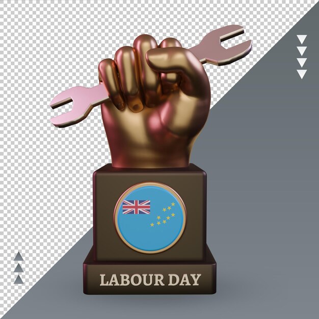 3d labour day tuvalu flag rendering front view