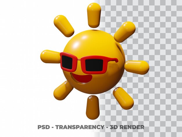 PSD 3d lachende zon met transparantie achtergrond