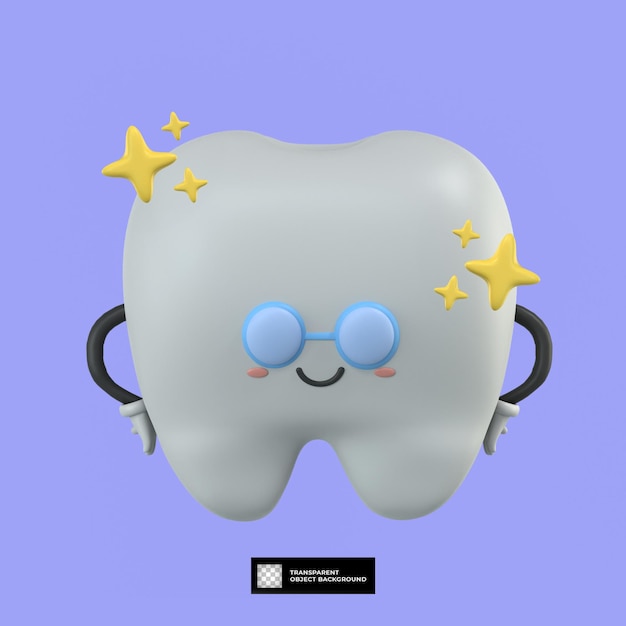 3d ładny ząb kreskówka maskotka ilustracja