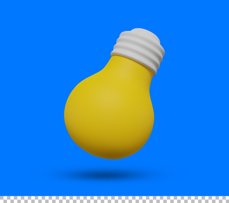 PSD 3d lamp bulb yellow light smart inspiration creativity success business concept idea