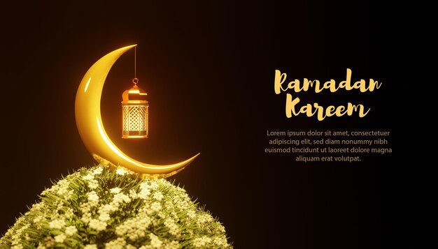 3d lamp en maan ramadan kareem-sjabloon