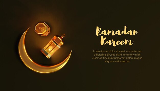 3d Lampa I Księżyc Szablon Kareem Ramadan