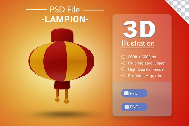 PSD 3d lantern chinese new year gong xi imlek for logo icon decoration banner card greeting