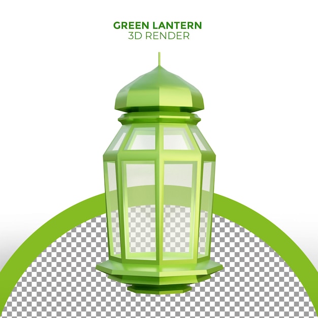 Concetto di lanterna 3d con colore verde