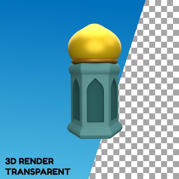 PSD 3d lantern icon with islamic ornaments