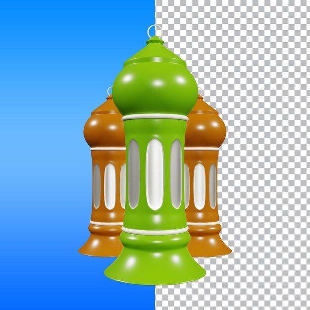 3d lantern illustration render with transparent background