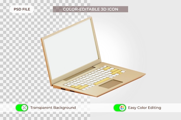 3d-laptop geïsoleerd cartoon pictogram ontwerp