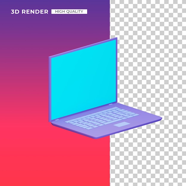 3dノートパソコンのアイコンの概念