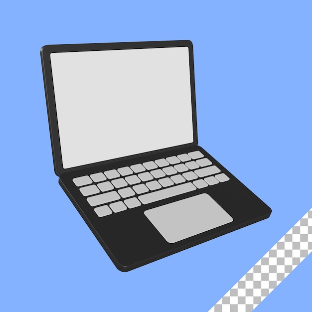Illustrazione del computer portatile 3d con sfondo trasparente