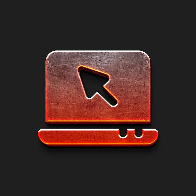 3d laptop with arrow on it icon