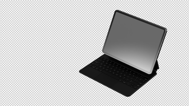 3d laptop with blank screen keyboard png