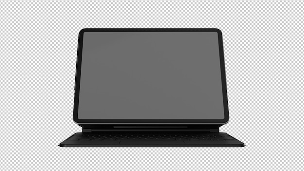 3d laptop with blank screen keyboard png