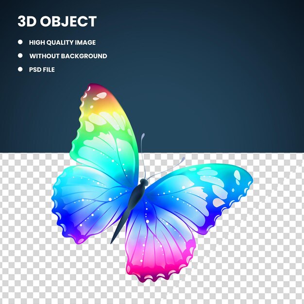 Farfalla multicolore grande 3d