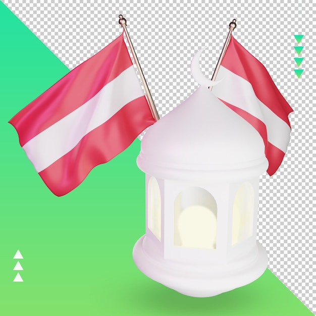 PSD 3d latarnia ramadan austria flaga renderowania prawy widok