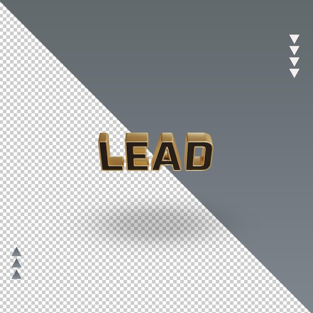 PSD 3d lead black gold icon rendering top view