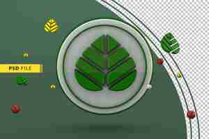 PSD 녹색 배경으로 3d 잎 아이콘 생태 개념
