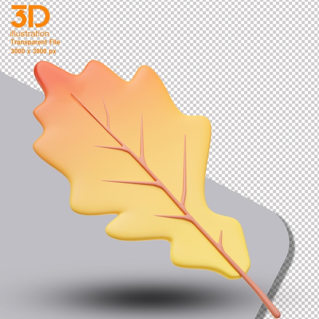 PSD illustrazione della foglia 3d su sfondo isolato