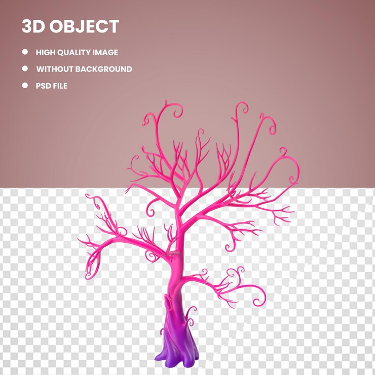 PSD 3d leaf less tree