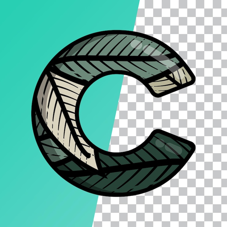 PSD 3d leaf motif letter alfabetu