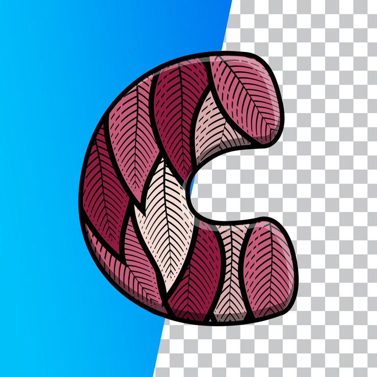 PSD 3d leaf motif letter alfabetu