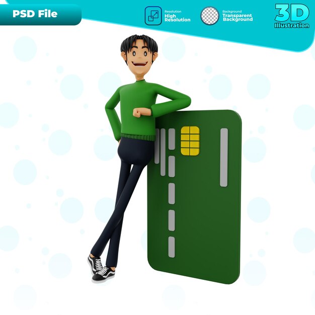 PSD 3d appoggiato su carta di credito