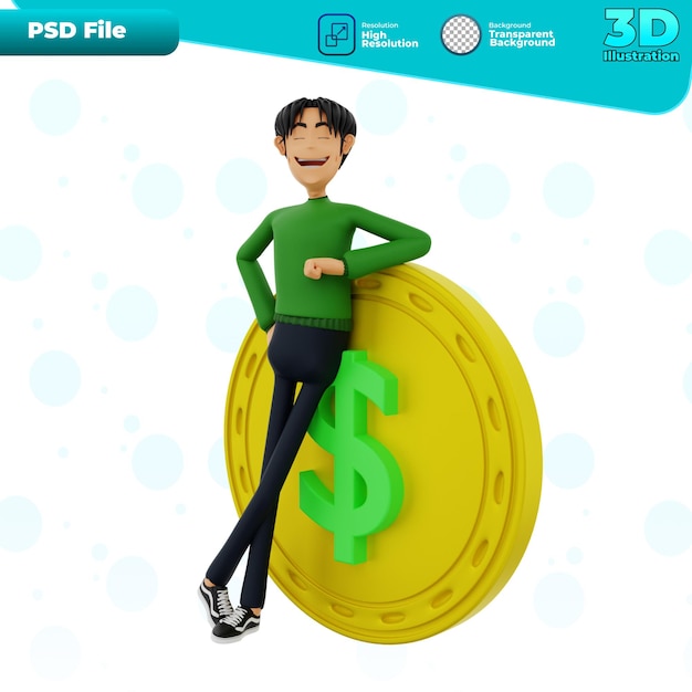 PSD 3d che si appoggia sulle monete