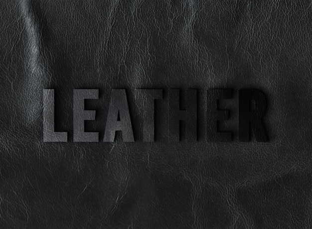 PSD 3d leather text mockup psd for company on leather background