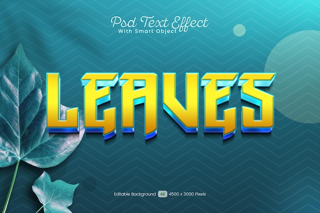 3d leaves psd text effect