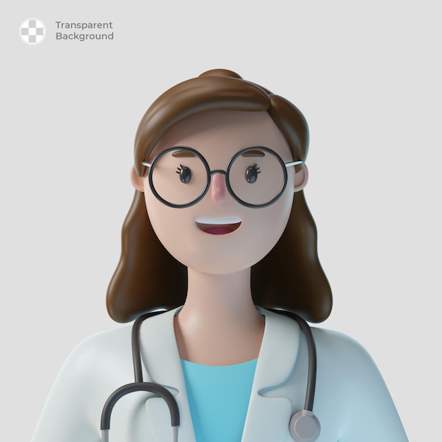 3d lekarz awatar postaci z kreskówek wyizolowany w renderowaniu 3d