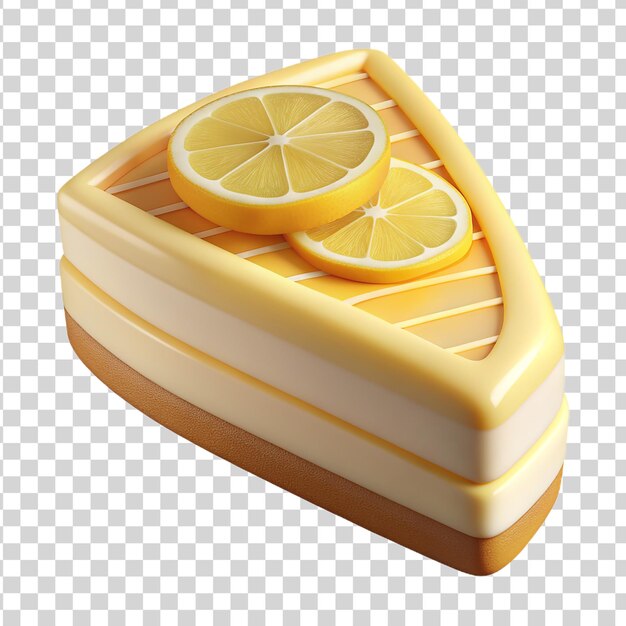 PSD a 3d lemon cake slice isolated on transparent background