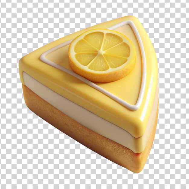 PSD a 3d lemon cake slice isolated on transparent background