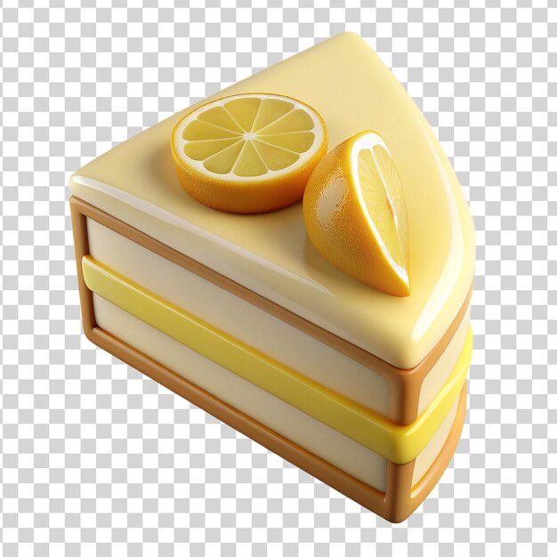 PSD a 3d lemon cake slice isolated on transparent background